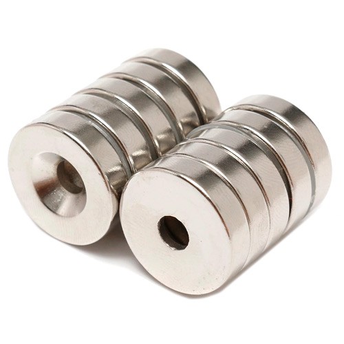 Магніти неодимові кріпильні 18x4мм N50 з отвором зенковкою 5мм 10шт, 100723