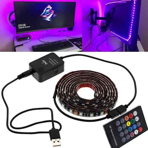 LED RGB 2м стрічка підсвічування ТВ з пультом д/в, USB, датчиком звуку, 100910