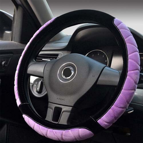 Обплетення чохол на кермо каркасний, плюшевий, 37см, БЕЗ ОБТЯГАННЯ, фіолетова, 105569