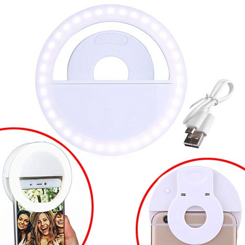 Кільцева LED лампа для Селфі на смартфон кліпса, прищіпка, c АКБ, 103289