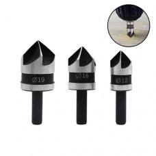 Набір зенковок 3шт 12/16/19мм 90град, циліндричні, HSS сталь