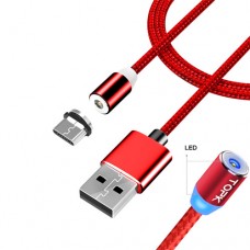 Кабель USB - Type-C 1м магнітний, Xiaomi Huawei до 2.4А, нейлон, TOPK