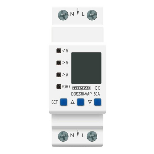 Реле контролю напруги та струму з РК, 220В, 80А, 2DIN, DDS238-VAP, 105625