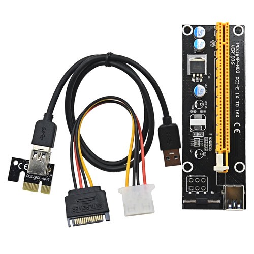 PCI-Express PCI-E 1X на 16X райзер V006 Molex USB 3.0 60см Майнінг, 101769