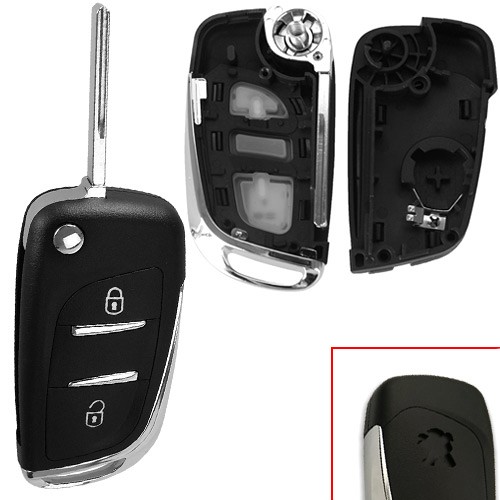 Викидний ключ запалювання, заготівля корпус під чіп, 2 кнопки, Peugeot, 100137
