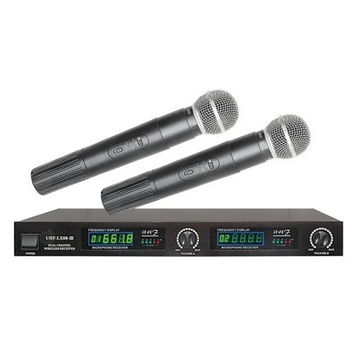 Радіосістема Shure UHF-LX88-III, 2 бездротові мікрофони та база, в Кейсі, 105407