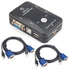 2-портовий KVM свіч, перемикач USB і 2 кабелі