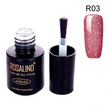 Гель-лак для нігтів манікюру 7мл Rosalind, шіммер, R03 ніжно рожевий