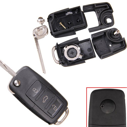 Викидний ключ запалювання, заготівля корпус під чіп, 3 кнопки, Skoda, 100131