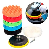 Набір насадок для полірування авто 6шт та шліфувальний диск 10см, на дриль
