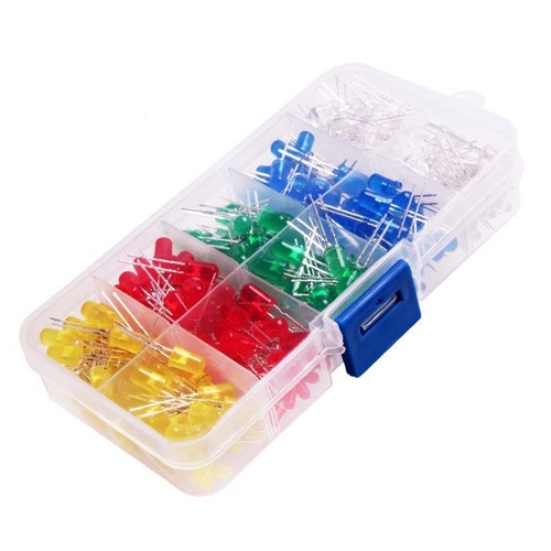 LED світлодіод 3/5мм 5 кольорів, 300шт, набір у кейсі, 104736