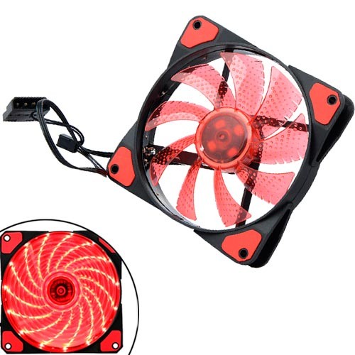 Вентилятор корпусний 120мм 12В кулер з червоним підсвічуванням для ПК 12025, 101796