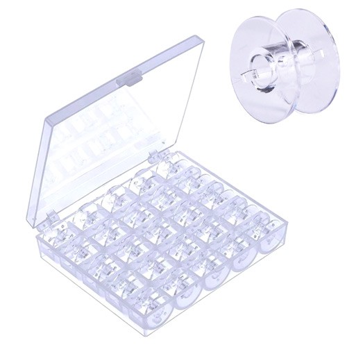 Шпулька універсальна для швейної машини 25шт, пластикова котушка в кейсі, 105914