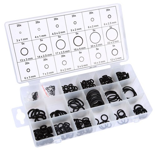 Набір кілець ущільнювачів 225шт, О-ринги 3-22мм для автокондиціонерів, 100203