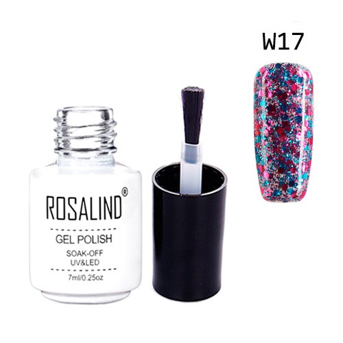 Гель-лак для нігтів манікюру 7мл Rosalind, гліттер, W17 хамелеон, 102198