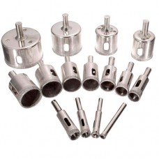 Набір коронок свердлів алмазних 15шт 6-50мм, по склу та кераміці