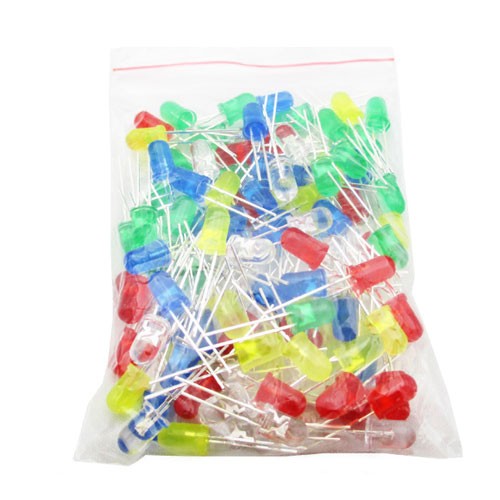 LED світлодіод 5мм 5 кольорів, 100шт, набір, 104891