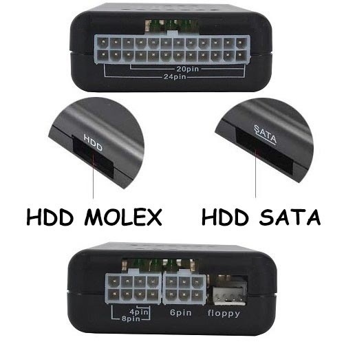 Тестер блоків живлення ATX, BTX, ITX, PSU 20/24pin SATA Molex для ПК, 101955