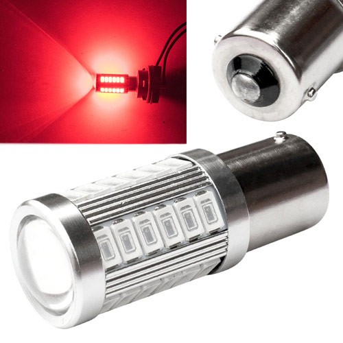 LED 1 156 BA15S P21W лампа в автомобіль, 33 SMD 5630, червоний, 100340