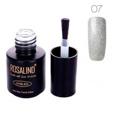 Гель-лак для нігтів манікюру 7мл Rosalind, шіммер, 07 срібло