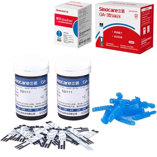 100 тест-смужок + 100 ланцентів голок для глюкометра Sannuo GA-3, розхідники, 102001