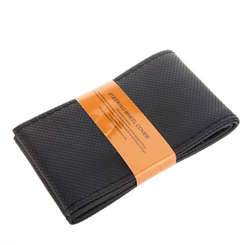 Обшивка чохол на кермо зі шкірозамінника, 37-38см, чорна, 100075