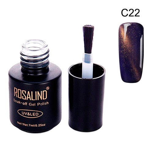 Гель-лак для нігтів манікюру 7мл Rosalind, котяче око, C22 індиго, 101999