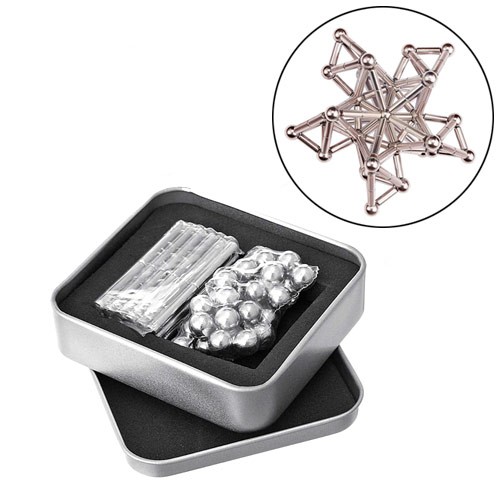 Магнітний конструктор неодимовий бакібарс, срібний, 100561